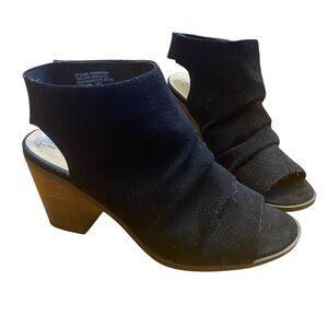 Time and Tru Black Open-Toe Heeled Boots